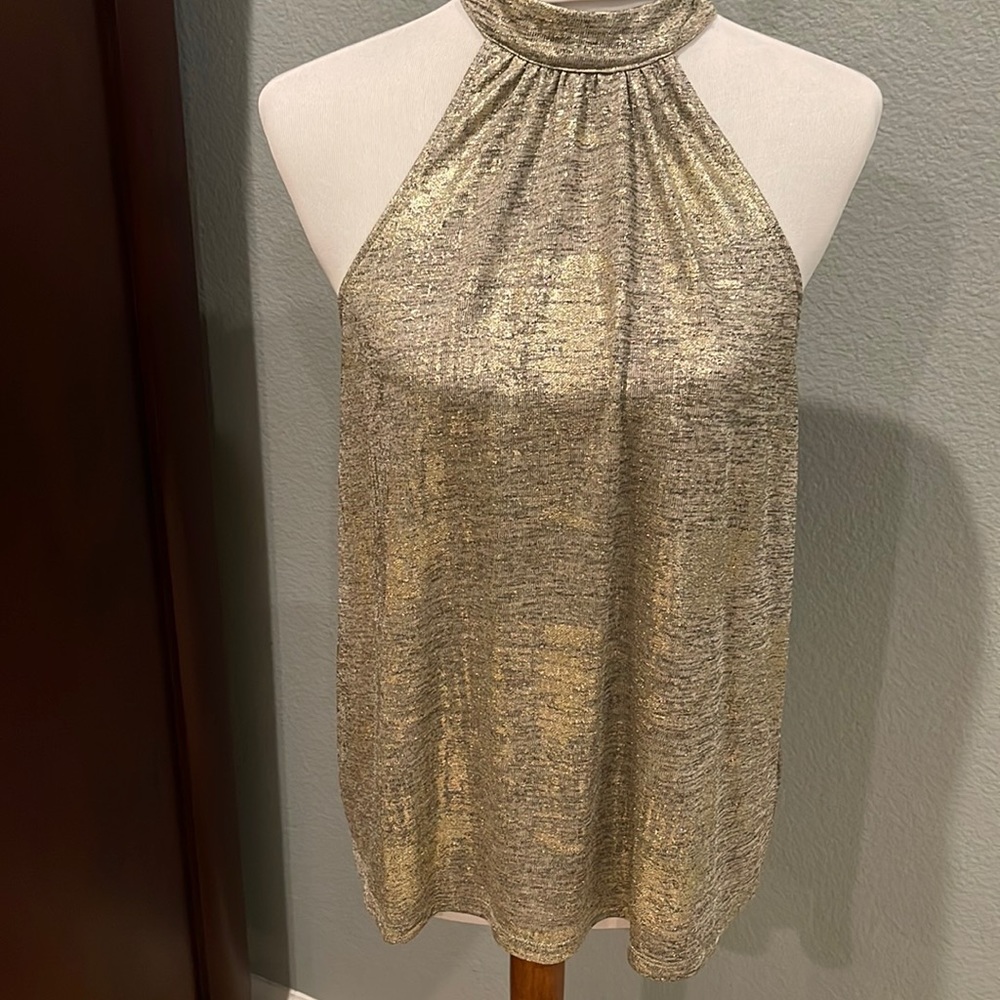 Anthropologie metallic halter top size M